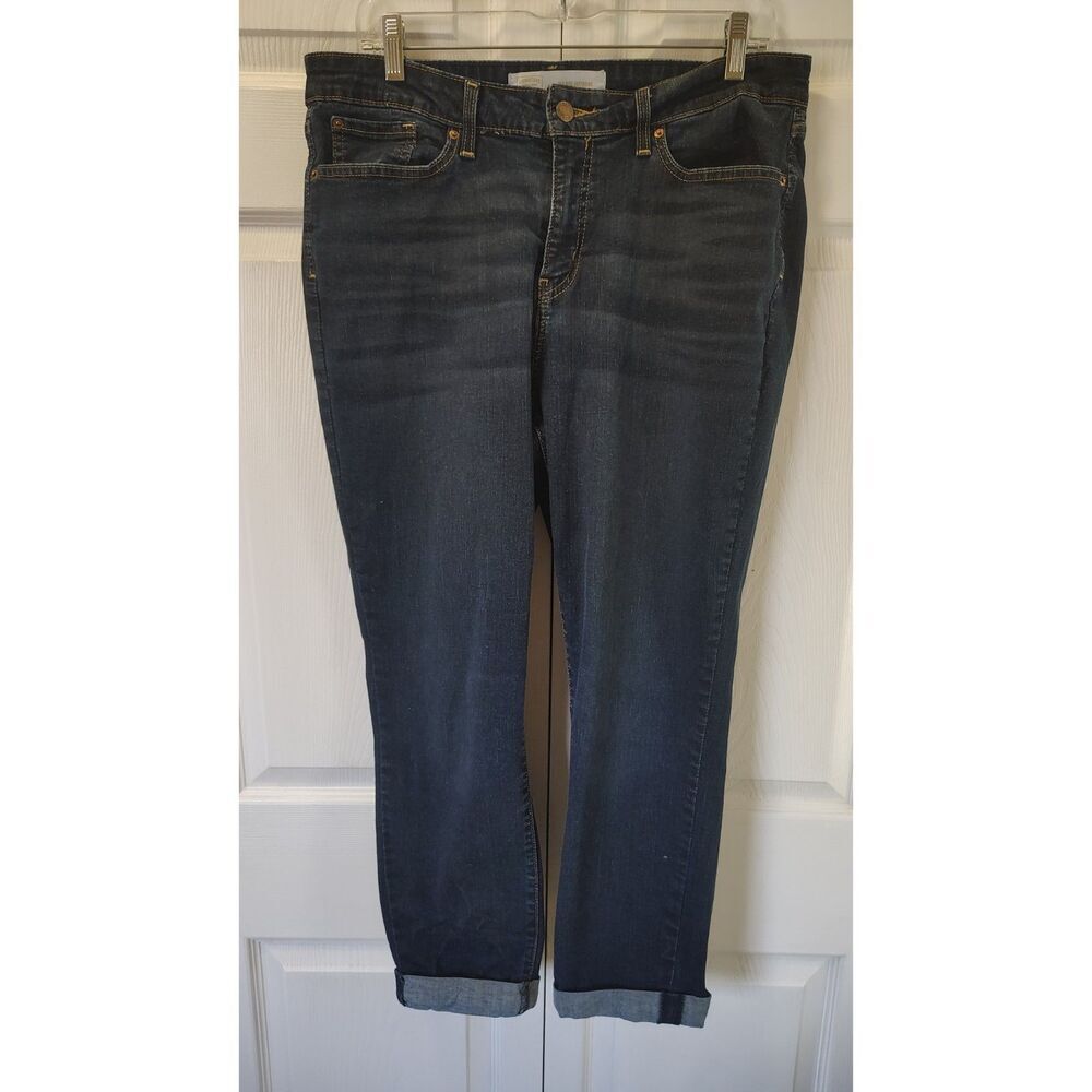 Signature by Levi Strauss Mid-Rise Slim Fit Boyfriend Jeans Dark Wash Size 16